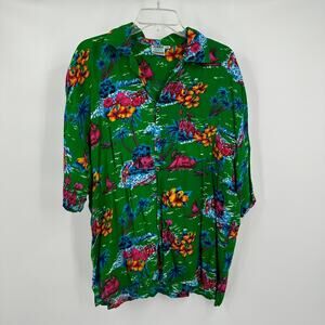 Jammin Shirts Mens Hawaiian Button Up Shirt Size M Floral Tropical Resort Cruise